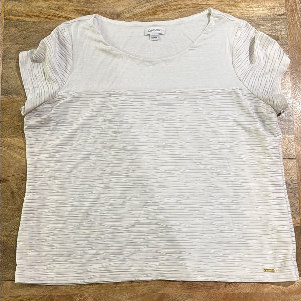 Calvin Klein White Boxy Ribbed T-Shirt